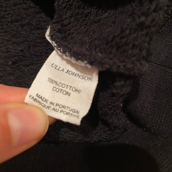 Ulla Johnson Mel Tassel Pullover Cropped Hoodie Black 100% Cotton Pocket S P - Picture 3 of 7